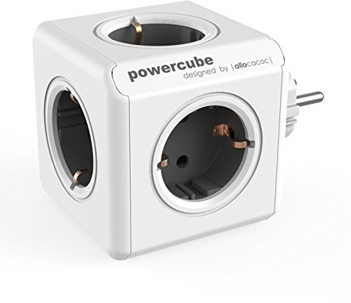 Allocacoc 1100GY/DEORPC PowerCube Original - Regleta de 5 tomas de corriente, Color Gris, 250 V, Oscuro