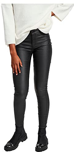 Vila Clothes Damen Slim Hose VICOMMIT RW New Coated - NOOS 14036194, Gr. 34 (Herstellergröße:XS), Schwarz (Black)