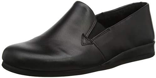 Rohde 6420 Viborg Herren Hausschuhe Leder Lammfell, Größe:42 EU, Farbe:Schwarz