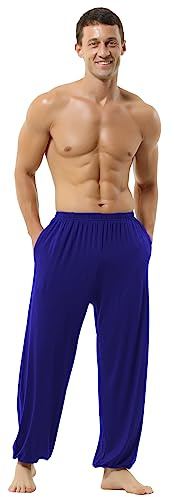 HOEREV Supermjuka Modal Spandex Haremsbyxor För Yoga Och Pilates,KungligBlå,L