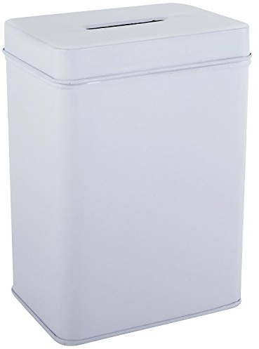 White Wide Tin Donation Box Charity Can - Money piggy bank box can collection Tin removable cover (one tin include)