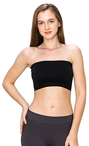 Kurve Women's Butter-Soft Seamless Mini Bandeau Tube Top Black
