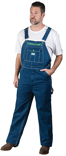 Liberty Walls Men's Stonewashed Denim Bib Overalls Coveralls, 36W / 30L