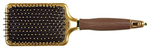 Olivia Garden NanoThermic Brosse Styler Plate - Antibactérien, Céramique, Antistatique, Tourmaline-Ion, Coussin Pneumatique et Poils en Nylon