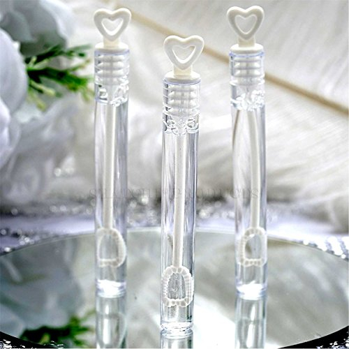 SHATCHI Wedding Bubbles Heart Wand Filled Bubbles Tubes Bottles Table Decoration Party Favours Kids Bag Fillers,48Pcs
