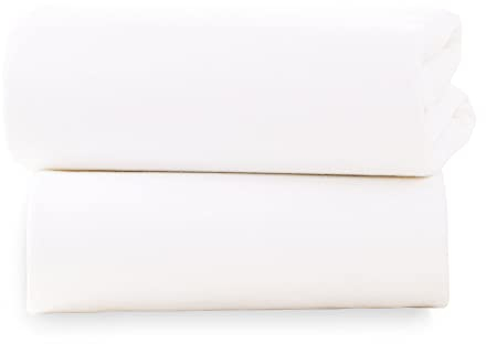 Clair de Lune Pram/ Crib Cotton Jersey Fitted Sheets (Pack of 2, White)
