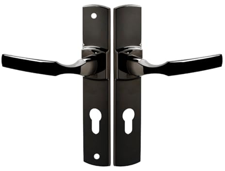 Vachette Ensemble de Poignée de Porte sur Plaque ARTIS - Version Clé I pour Porte d'Entrée, Cave, Abris de Jardin à Cylindre - Entraxe 195 mm - en Zamak Résistant - Garantie 10 Ans - Diamant Noir