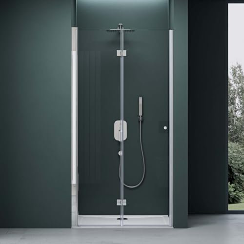 Mai&Mai Paroi de Douche en niche 100x190cm Pare Douche Transparent Porte Pivotante Pliante avec Revêtement Nano Easy Clean T26 droite