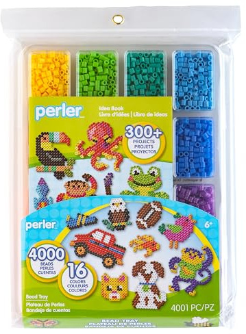 Perler 17605 Assorted Fuse Beads Kit with Storage Tray and Pattern Book for Arts and Crafts, Multicolor, 4001pcs
