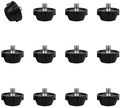 55 Sport Rubber Football Studs For Hard Surfaces - 12 Pack (10mm) - Black