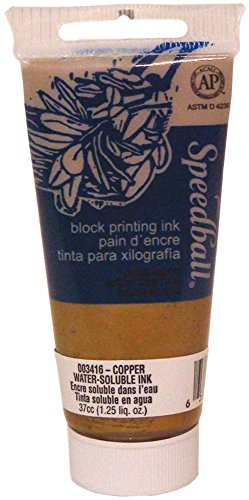 Speedball 1.25 oz Water-Soluble Block Ink Copper, Block Printing, Lino Printing, Screen Printing, for Artists Kit, Print Making Tools, Art Kit Supplies, Bold Colour Print Ink