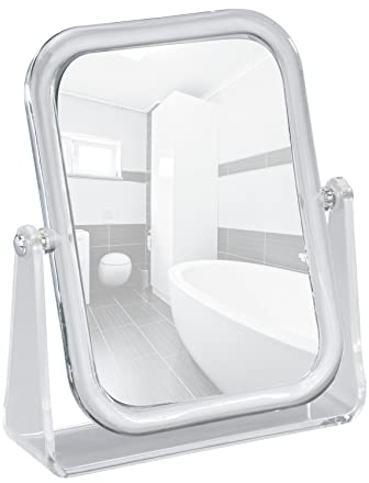WENKO Kosmetik-Standspiegel Noci rechteckig - klappbar, Spiegelfläche: 15 x 19.5 cm ( B * H ) 300 % Vergrößerung, Acryl, Transparent