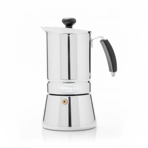 Oroley - Cafetera Italiana Arges | Acero Inoxidable | 6 Tazas | Cafetera Inducción, Vitrocerámica, Fuego y Gas | Estilo Tradicional