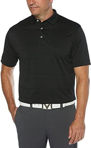 Callaway Men's Golf Short Sleeve Pique Open Mesh Polo Shirt, Black, X-Large
