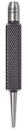 Starrett Steel Center Punch with Square Shank and Knurled Finger Grip - Hardened and Tempered Steel, 3 Length, 1/16 Diameter Tapered, 3/8 Square Thickness - 264A