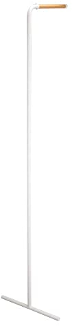Yamazaki 7550 TOWER Schmale lehnende Garderobe, weiß, Stahl/Holz, minimalistisch, 38.5 x 42 x 160 cm
