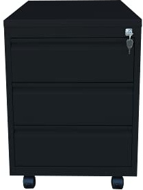 Lüllmann Büro Rollcontainer komplett montiert schwarz 62x46x80cm (HxBxT) Bürocontainer Büroschrank 505316