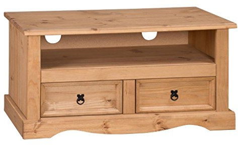 Mercers Furniture Corona TV Unit 2 Drawer Flat Screen Wide Solid Pine