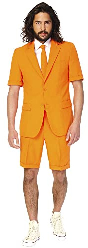 OppoSuits Sommeranzug für Herren - Shorts Suit - The Orange - Formelle Partykleidung - Größe US 38