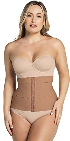 Leonisa Shapewear Bauchweggürtel/Waist Trainer für Damen - Taillenformendes Korsett-Braun-M-L