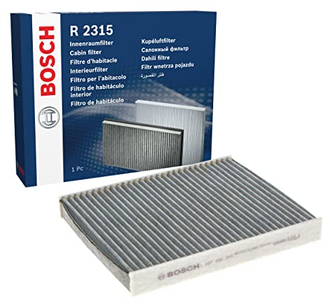 Bosch R2315 Aktivkohle Innenraumfilter - filtert Gerüche, Pollen und Staub - Ersatzfilter für bessere Luftqualität im Fahrzeuginnenraum - Set mit 2 Filtern