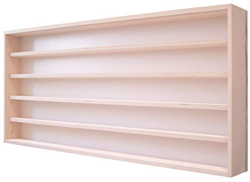 Alsino Vitrine Holzregal Setzkasten Modelleisenbahn V-110.5a | Birke, unbehandeltes Holz, Maße: 110 cm x 49 cm x 8,5 cm, für leidenschaftliche Sammler
