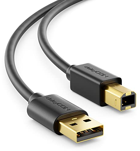 deleyCON 0,5m USB 2.0 Datenkabel Druckerkabel Scannerkabel - USB A-Stecker zu USB B-Stecker für Drucker Scanner Printer - Schwarz
