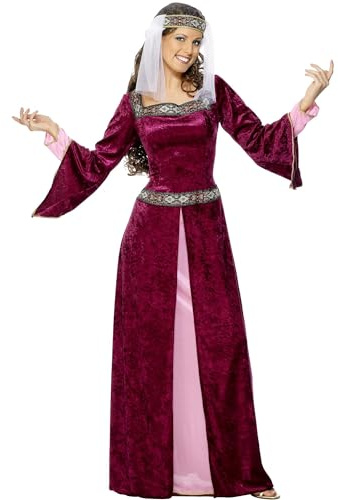SMIFFYS Costume da Lady Marian, borgogna con abito e copricapo Halloween
