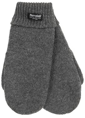 EEM guanti manopole invernali da donna, 100% lana o 100% cotone, fodera termica Thinsulate, antracite S