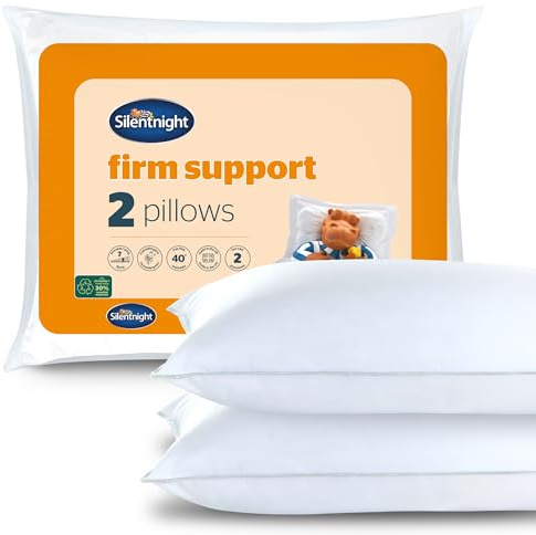 Silentnight Firm Support Pillow Pack of 2 - Side Sleeper Pillows for Sleeping Neck Back Orthopaedic Pain - Machine Washable Pillow Pair for Side Sleepers, White, packaging may vary