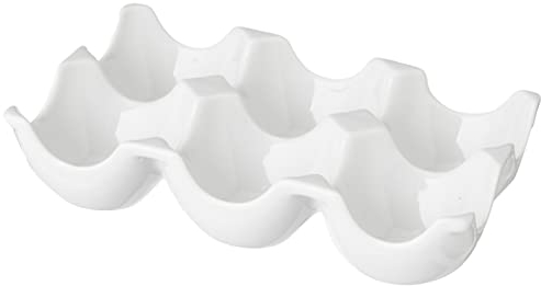 APOLLO 1742 White Ceramic 6 Egg Holder, 15.7x10x3.8
