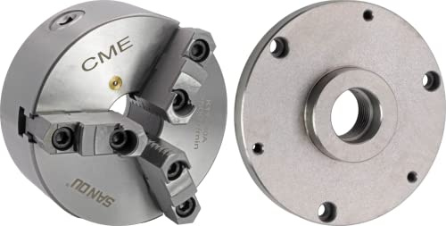 CME 6 3-Jaw Self-Centering (Scroll) Lathe Chuck with 1 1/2-8 Threaded Backing Plate, Two-Piece Reversible Jaws
