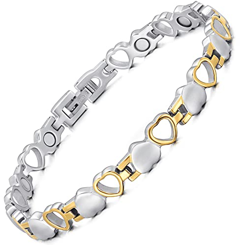 RainSo Damen Magnetische Armband Magnetarmband aus Titaniumstahl mit Hervorragendem Magnetismus von 3500 Gauss Verstellbares Armband Lieferung mit Abnahmewerkzeug und Schmuckgeschenkbox