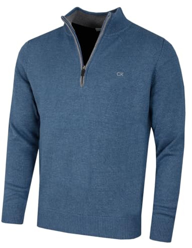 Calvin Klein Herr 2025 Grovstickad Bomull 1/2 Dragkedja CK Golftröja