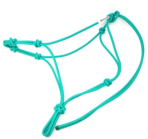 Knotty Girlz Horse Rope Training Halter - 4 Knot 1/4 Stiff Halter Cord - Used by Famous Trainers Multiple Sizes Multiple Colors (Turquoise, Draft)