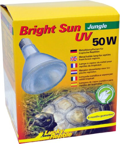 Lucky Reptile Bright Sun UV Jungle - 50 W lámpara halogenuros metálicos para Bases E27 - Lámpara de luz de día terrarios - Lámpara de Calor con radiación UV para Reptiles Tropicales