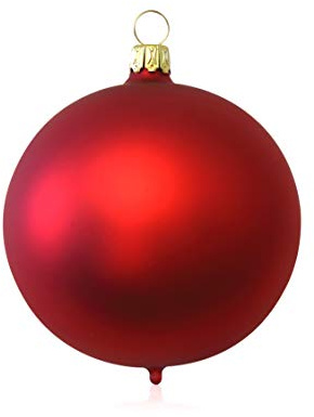 Lauschaer Glas Christbaumkugeln rot matt 3 Stück d 8cm Christbaumschmuck Weihnachtsbaumschmuck mundgeblasen