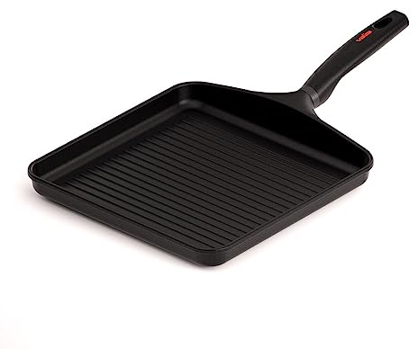 VALIRA Origen Induction - Grill 28X28 cm Made in Spain, Cast aluminium multi-layer non-stick with titanium, suitable for Induction.