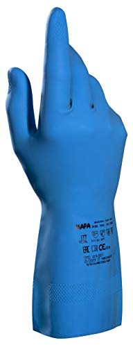 Vital 177 Latex Food Handling Gloves, Food Safe Contact, Catering and Food Industry, Excellent Grip Washable/Reusable Safety Gloves Blue Size 9 Large (1 Pair), 177139