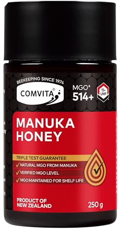 Comvita Mānuka Honey (Certified UMF™ 15+, MGO 514+) - Premium New Zealand Honey, Pure, Natural & Rich, Perfect for Everyday Immune Support and Soothing Tickly Throats - 250 g (Pack of 1)
