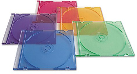 Verbatim CD/DVD Slim Jewel Cases (0.21 inches) - Assorted Colors - 50 pack