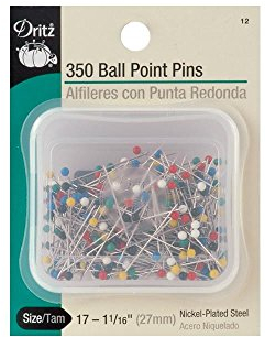 Dritz 1-1/16 Ball Point Pins, Assorted Stoff, Metall, Mehrfarbig, Each, 350