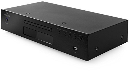 auna AV2-CD509 - Reproductor CD Alta fidelidad, Hi-Fi, Reproduce MP3, Sintonizador de Radio, Memoria hasta 40 Estaciones de Radio, Entrada USB, Salida RCA, Control Remoto, Acero Inoxidable, Negro