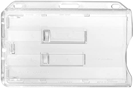 Karteo Ausweishülle bis zu 2 Karten [1 Stück] Kartenhalter Ausweishalter horizontal transparent Kartenhülle aus Hartplastik für Ausweise Dienstausweise Werksausweise