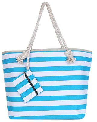 DonDon Bolsa de playa grande con cremallera 58 x 38 x 18 cm diseño marítimo shopper bolsa de hombro estilo de yate (yacht style)