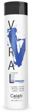 Celeb Luxury Viral Colorwash, Professional Semi-Permanent Hair Color Depositing Shampoo, Blue, 8.25 Fl Oz (Pack of 1)