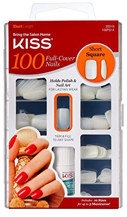 Kiss 100 Full Cover Nails Square Short 1 Pk.
