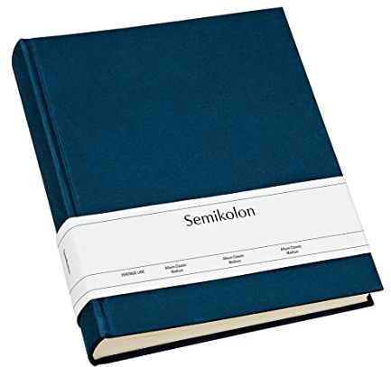 Semikolon 351004 Foto-Album Classic Medium - 21,6 x 25,5 cm - 80 Seiten cremefarben, für 160 Fotos - marine blau