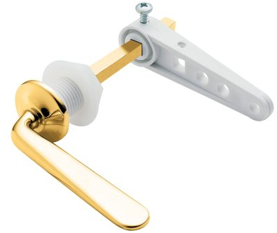 Deva CL01 Toilet Cistern Lever Handle with Gold Finish Victorian Era Style Universal Adjustable Replacement Bathroom Flush Kit in Brass WC Tank