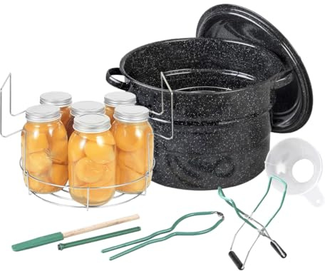 Granite Ware 8 Piece Enamelware Water bath canning Pot with Canning kit and Rack. Canning Supplies Starter Kit